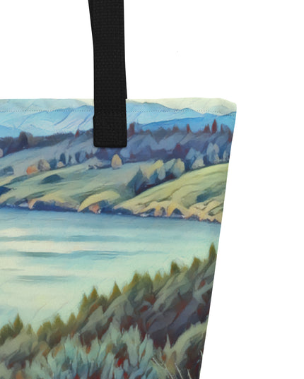 Columbia River - Digital Art - Large 16x20 Tote Bag W/Pocket