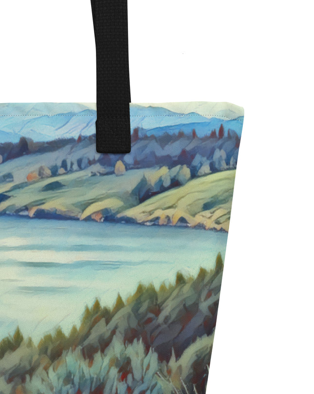 Columbia River - Digital Art - Large 16x20 Tote Bag W/Pocket