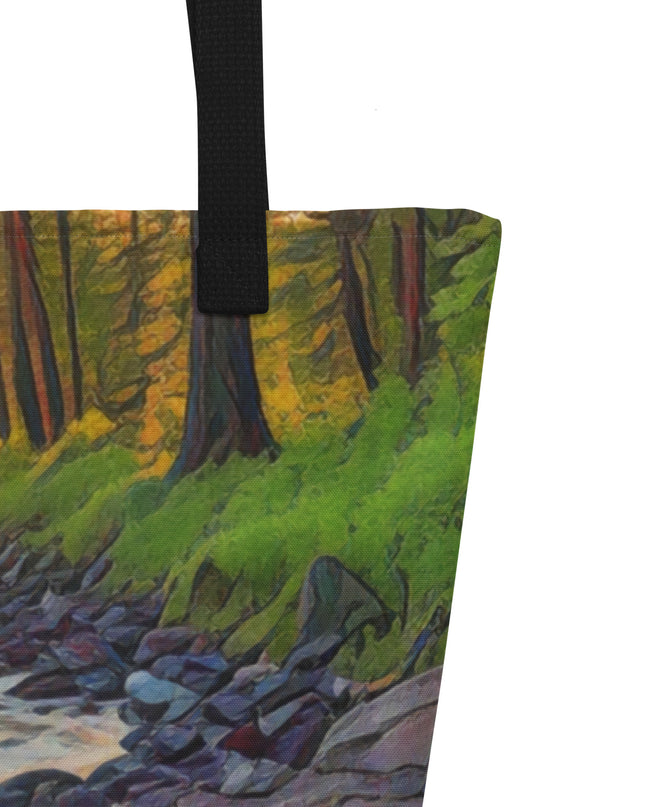 Oregon Stream - Digital Art - Large 16x20 Tote Bag W/Pocket $34.95