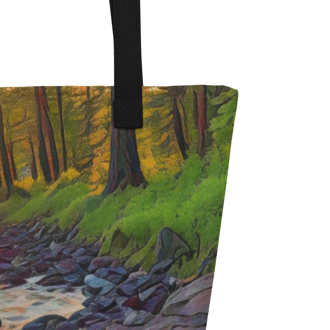 Oregon Stream - Digital Art - Large 16x20 Tote Bag W/Pocket $34.95