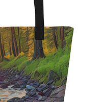 Thumbnail for Oregon Stream - Digital Art - Large 16x20 Tote Bag W/Pocket $34.95