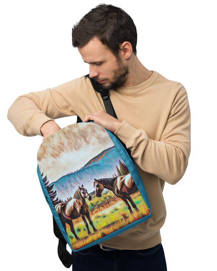 Central Oregon Horses - Digital Art - Minimalist Backpack
