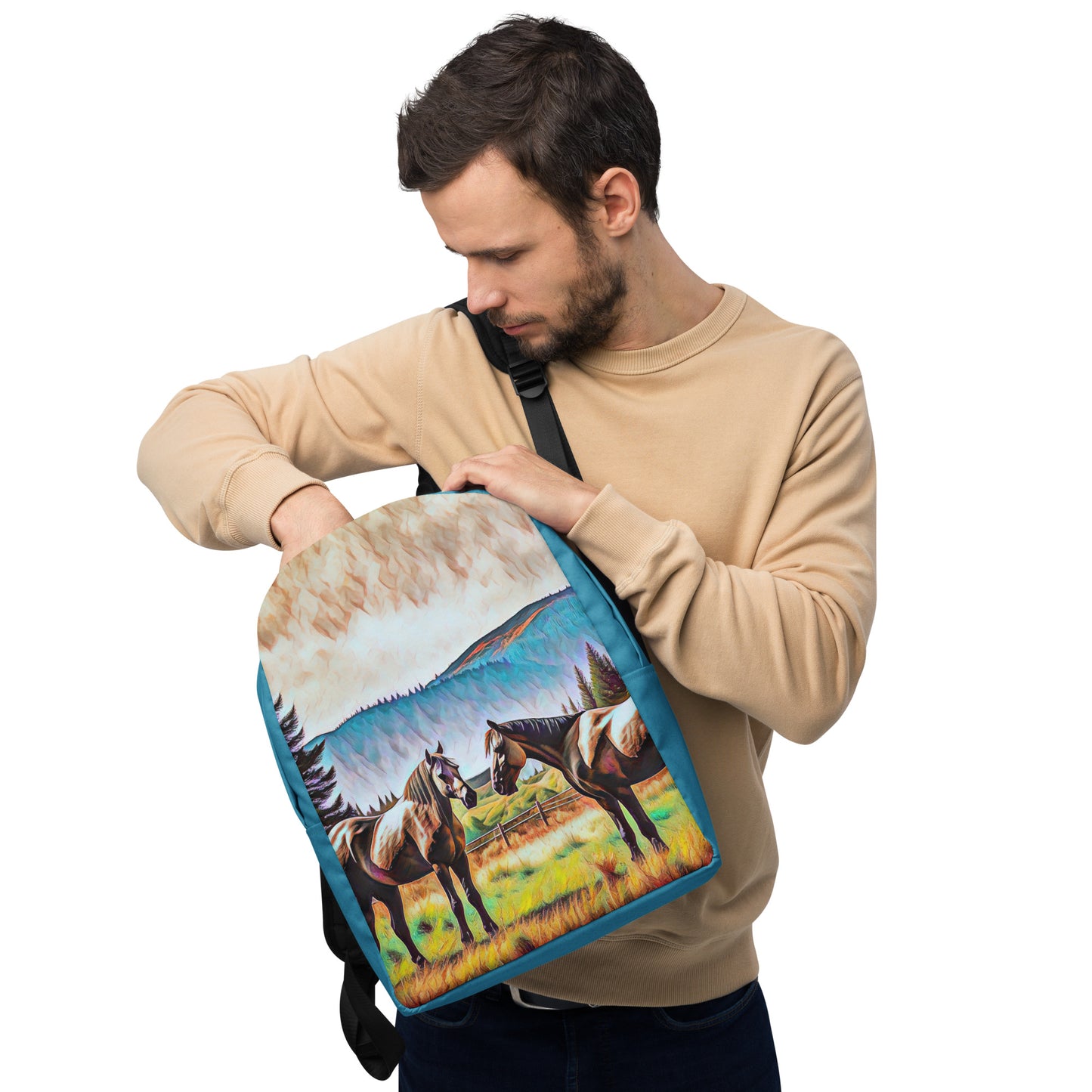 Central Oregon Horses - Digital Art - Minimalist Backpack