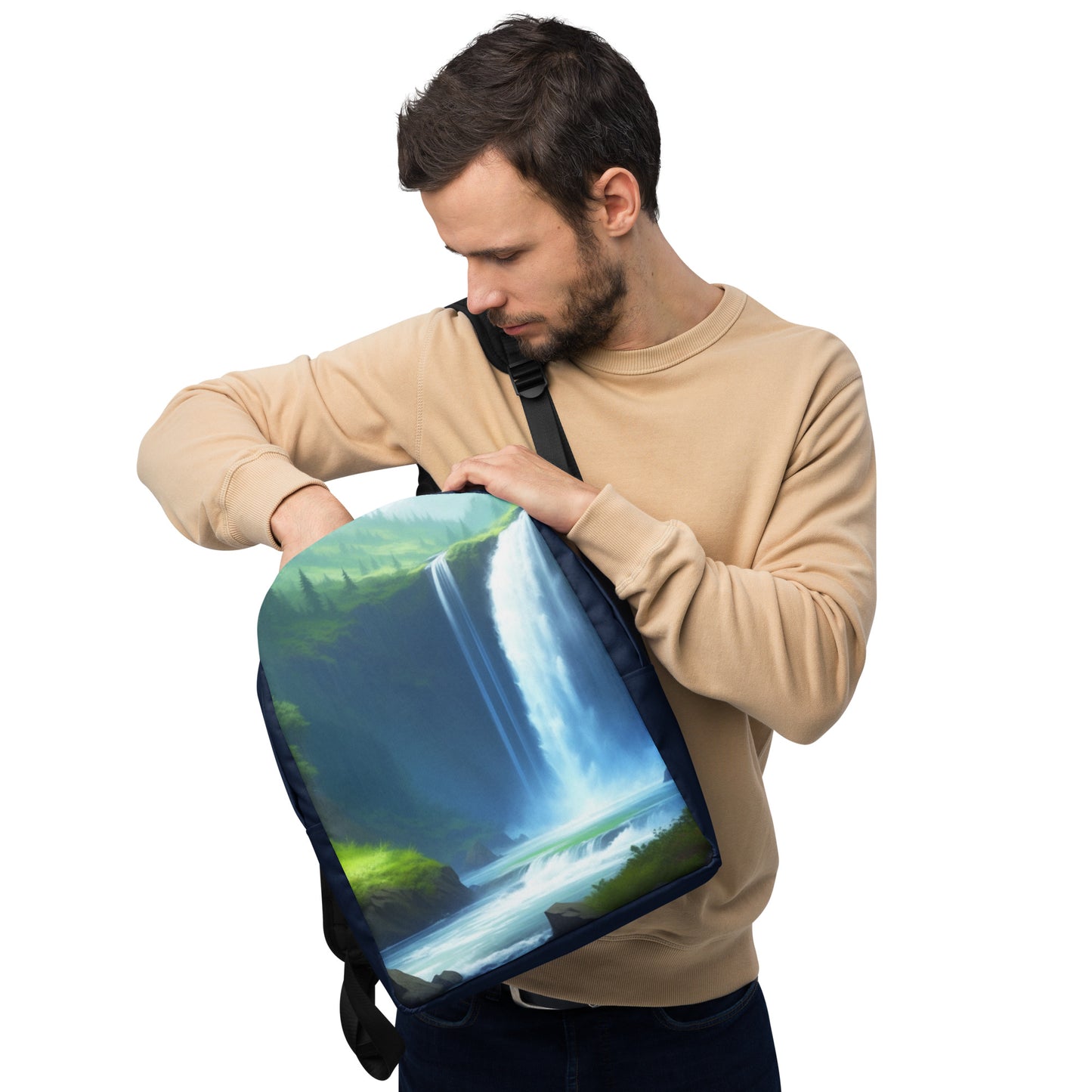 Oregon Waterfalls - Digital Art - Minimalist Backpack