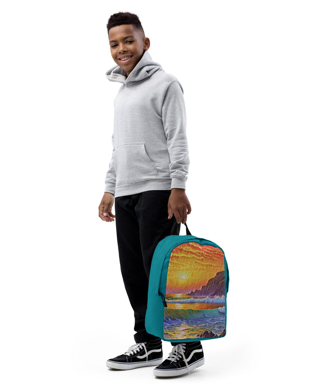 Oregon Coast Sunset - Digital Art - Minimalist Backpack