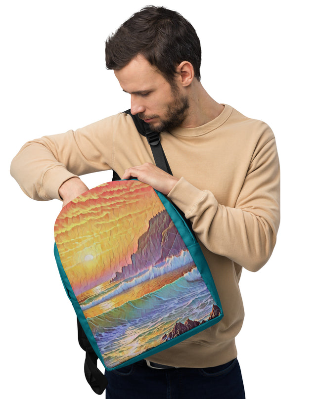 Oregon Coast Sunset - Digital Art - Minimalist Backpack