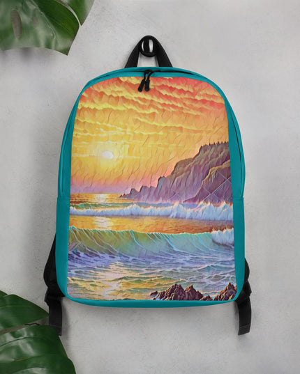 Oregon Coast Sunset - Digital Art - Minimalist Backpack