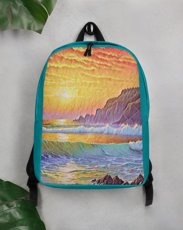 Oregon Coast Sunset - Digital Art - Minimalist Backpack