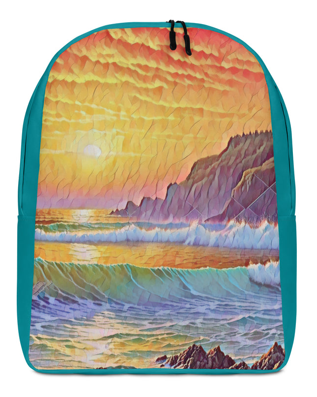 Oregon Coast Sunset - Digital Art - Minimalist Backpack