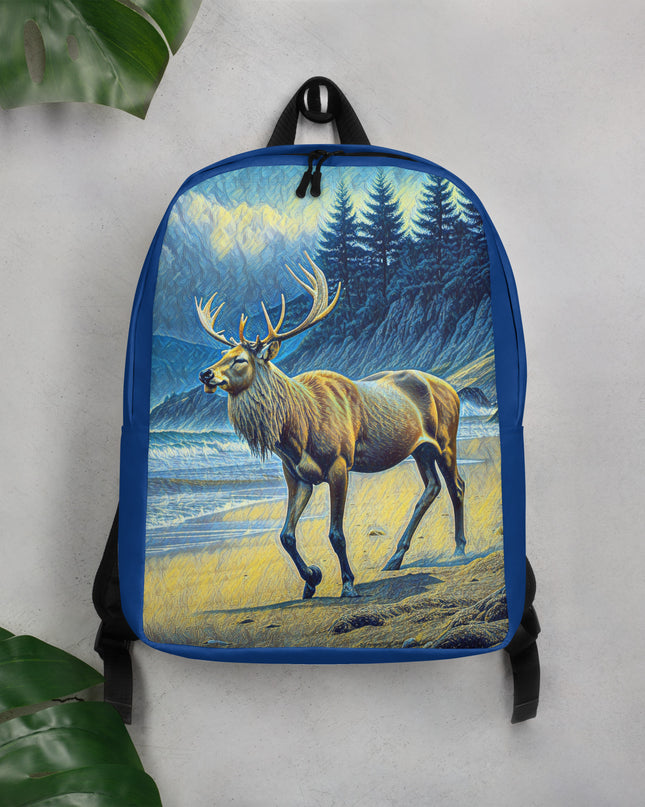 Elk on the Beach - Digital Art - Minimalist Backpack