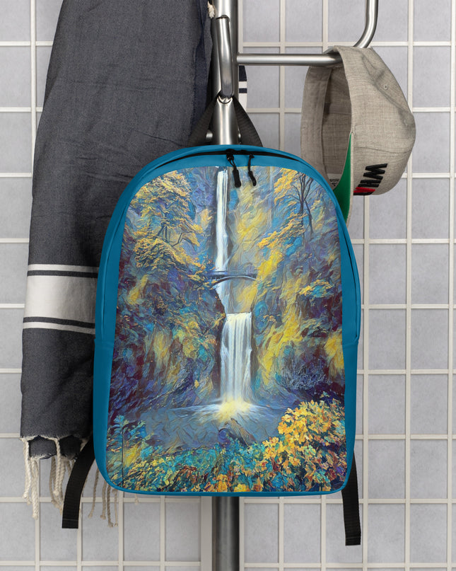 Multnomah Falls/Blue - Digital Art - Minimalist Backpack