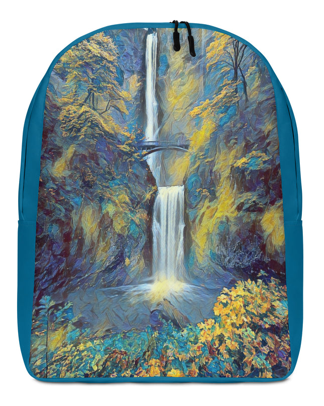 Multnomah Falls/Blue - Digital Art - Minimalist Backpack