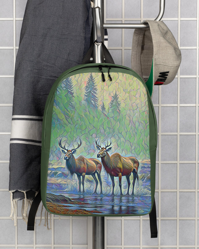 Two Elk on the Beach - Oregon - Digital Art - Minimalist Backpack
