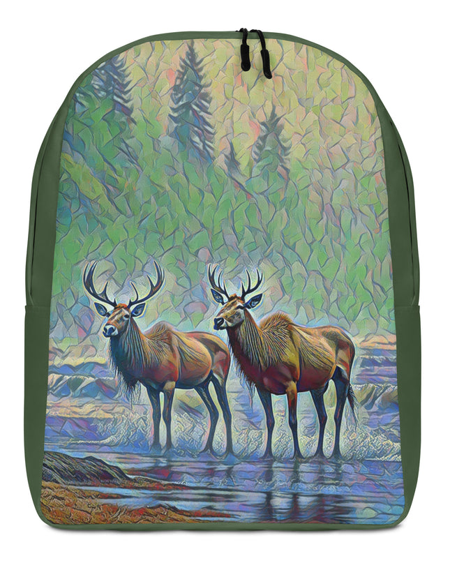 Two Elk on the Beach - Oregon - Digital Art - Minimalist Backpack