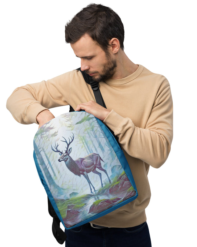 Oregon Deer in the Woods - Digital Art - Minimalist Backpack