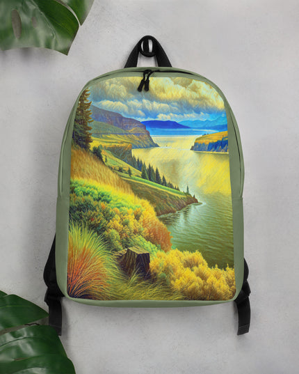 Columbia River Gorge - Digital Art - Minimalist Backpack