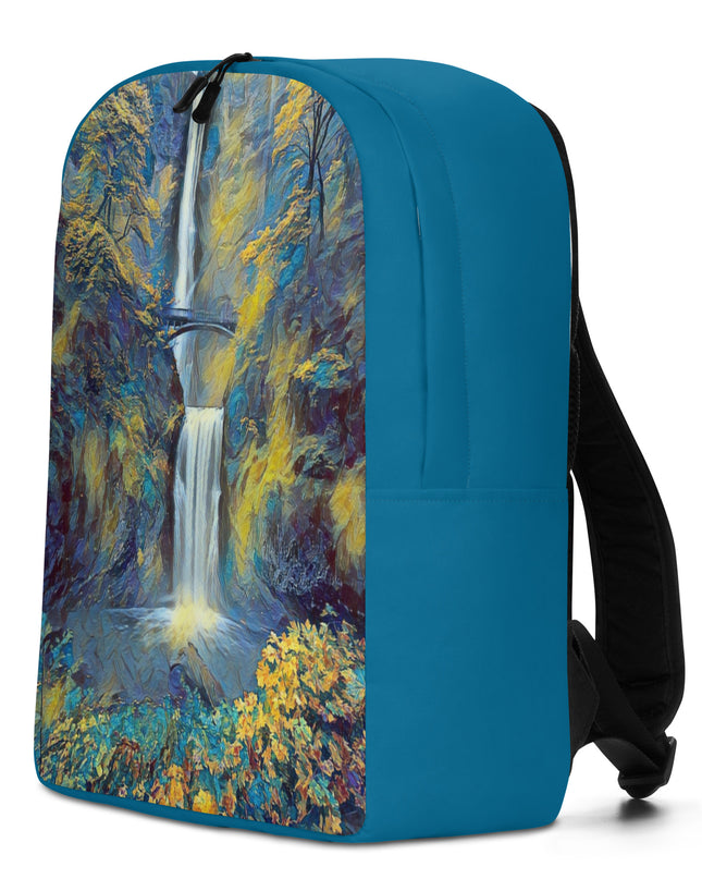 Multnomah Falls/Blue - Digital Art - Minimalist Backpack