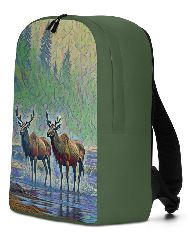 Two Elk on the Beach - Oregon - Digital Art - Minimalist Backpack