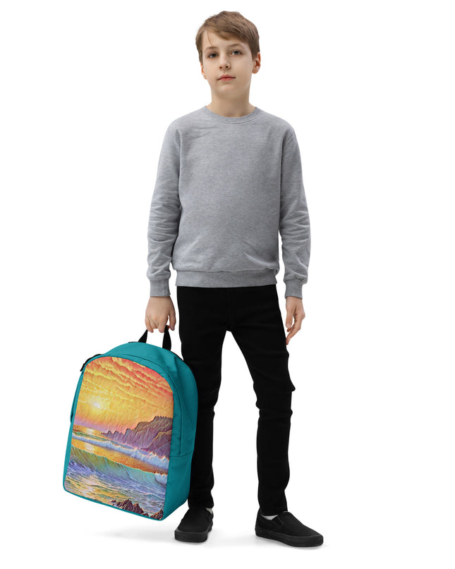 Oregon Coast Sunset - Digital Art - Minimalist Backpack