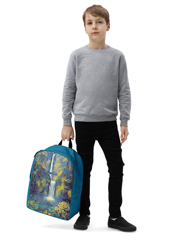 Multnomah Falls/Blue - Digital Art - Minimalist Backpack