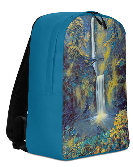 Multnomah Falls/Blue - Digital Art - Minimalist Backpack