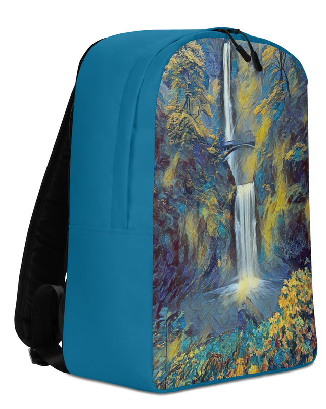 Multnomah Falls/Blue - Digital Art - Minimalist Backpack