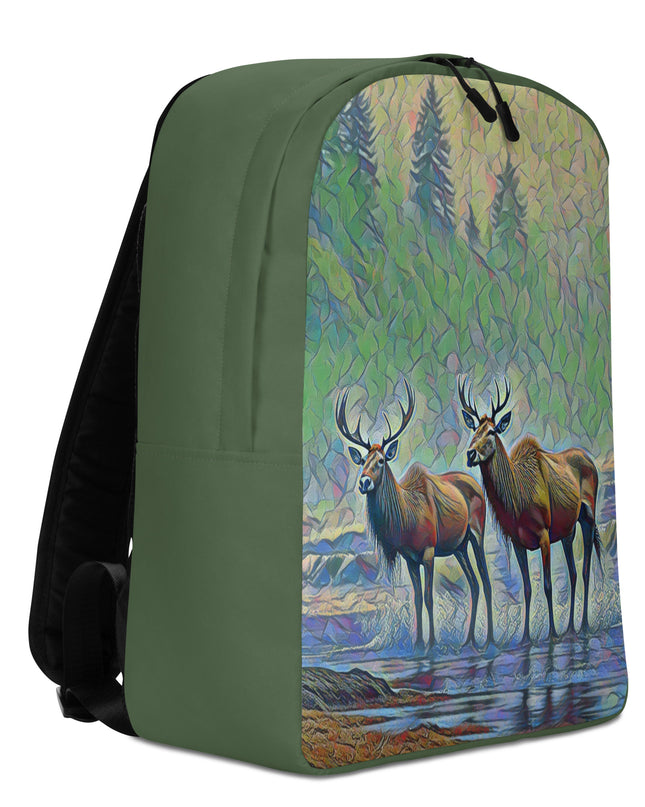 Two Elk on the Beach - Oregon - Digital Art - Minimalist Backpack
