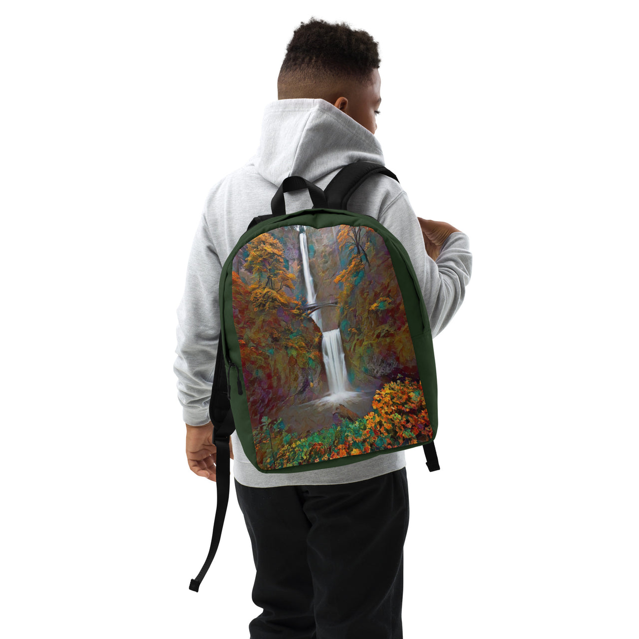 Multnomah Falls - Digital Art - Minimalist Backpack