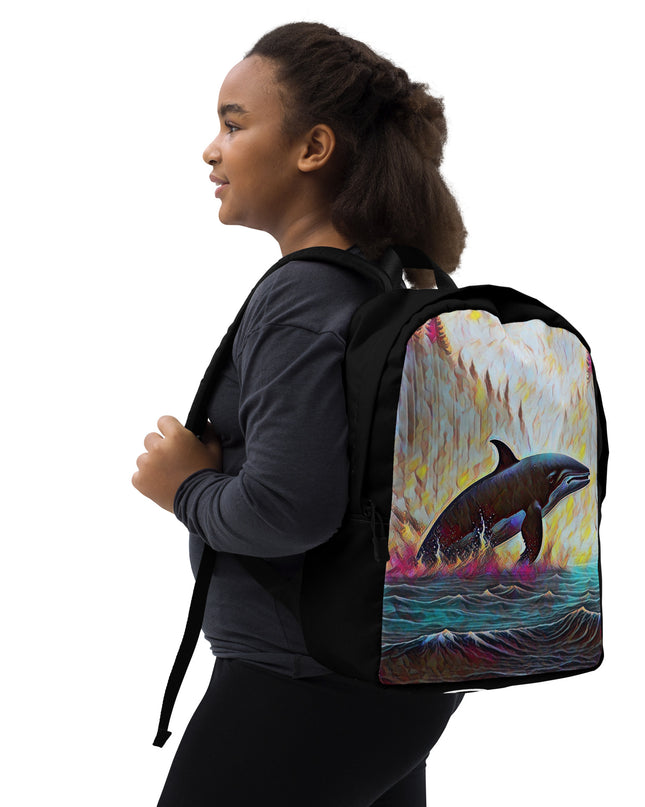 Pacific Northwest Orca - Digital Art - Minimalist Backpack