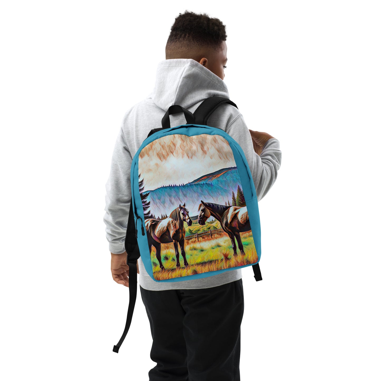 Central Oregon Horses - Digital Art - Minimalist Backpack