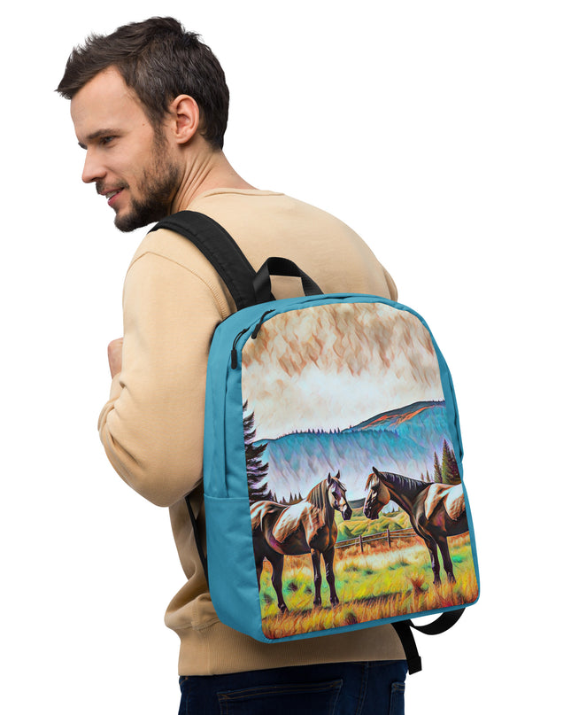 Central Oregon Horses - Digital Art - Minimalist Backpack