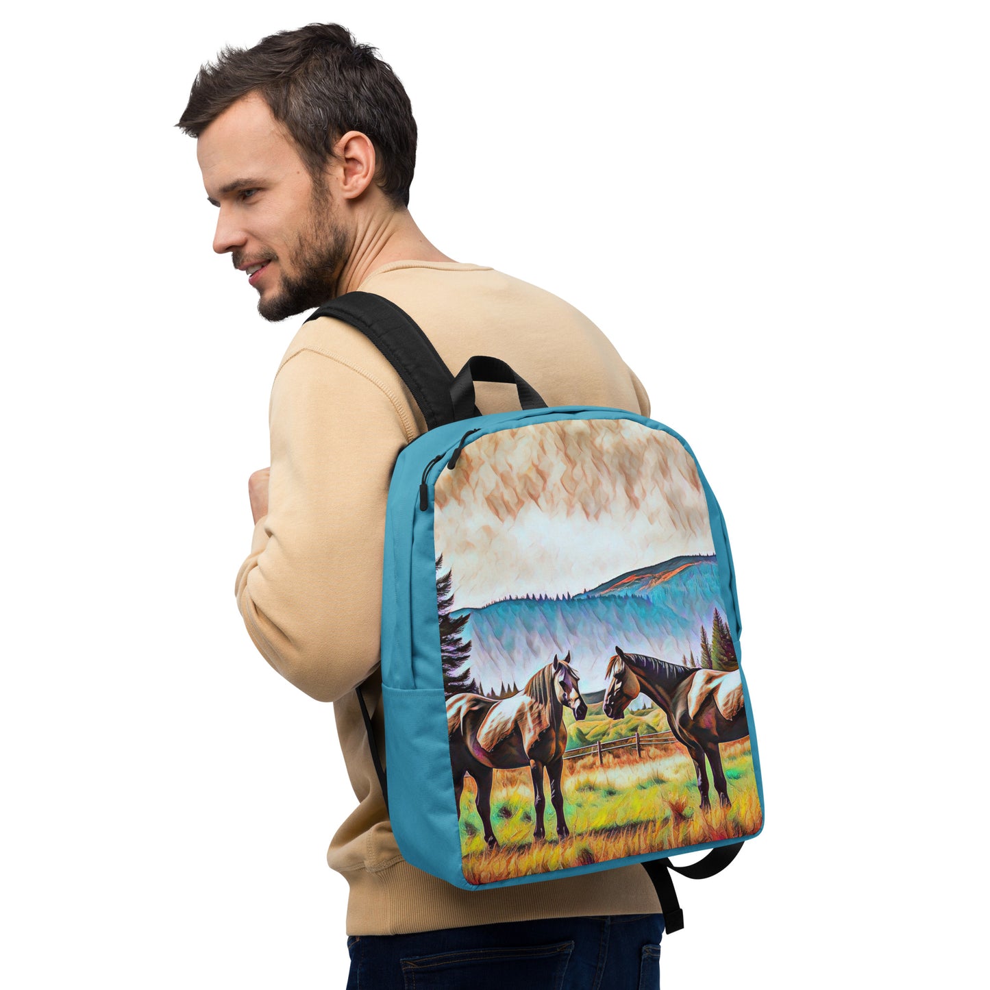 Central Oregon Horses - Digital Art - Minimalist Backpack