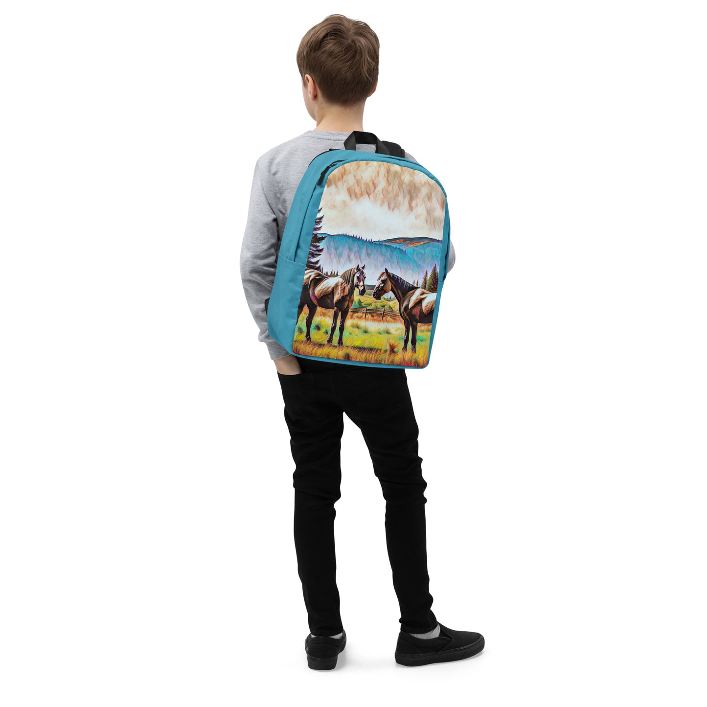 Central Oregon Horses - Digital Art - Minimalist Backpack
