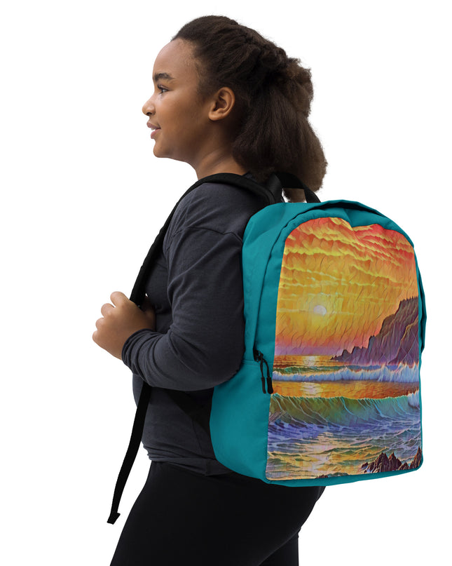 Oregon Coast Sunset - Digital Art - Minimalist Backpack
