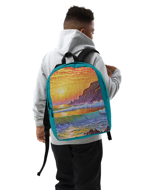 Oregon Coast Sunset - Digital Art - Minimalist Backpack