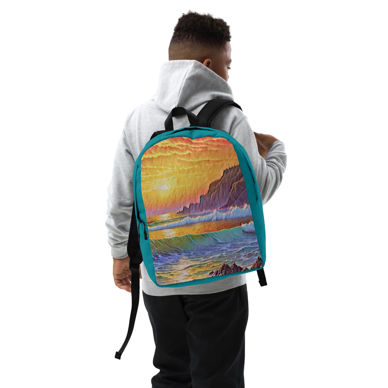 Oregon Coast Sunset - Digital Art - Minimalist Backpack