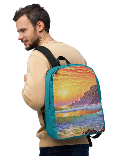 Oregon Coast Sunset - Digital Art - Minimalist Backpack