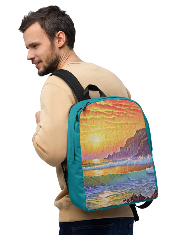 Oregon Coast Sunset - Digital Art - Minimalist Backpack