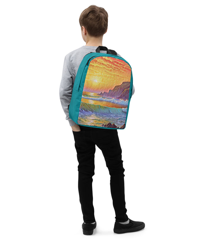 Oregon Coast Sunset - Digital Art - Minimalist Backpack