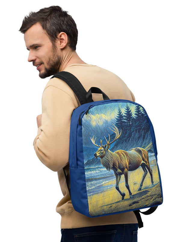 Elk on the Beach - Digital Art - Minimalist Backpack