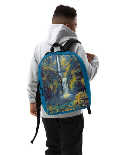 Multnomah Falls/Blue - Digital Art - Minimalist Backpack