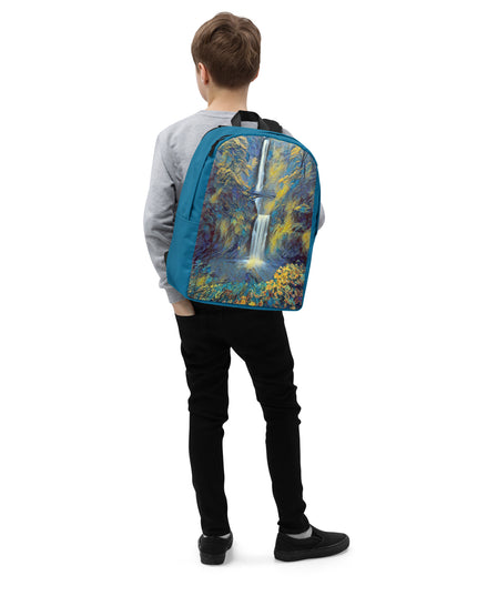 Multnomah Falls/Blue - Digital Art - Minimalist Backpack