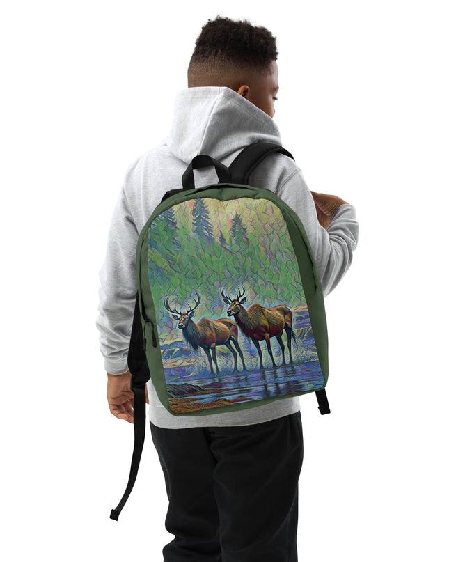 Two Elk on the Beach - Oregon - Digital Art - Minimalist Backpack