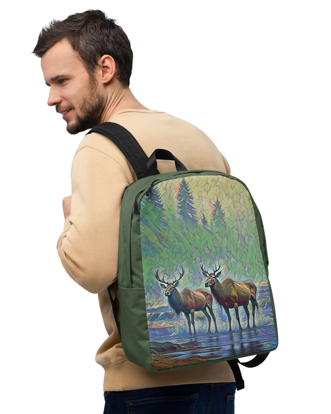 Two Elk on the Beach - Oregon - Digital Art - Minimalist Backpack