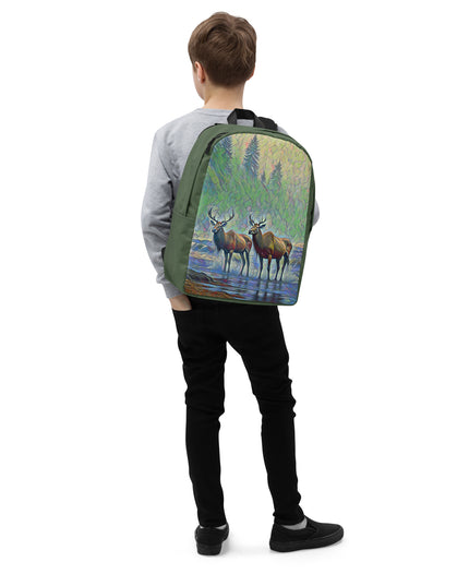 Two Elk on the Beach - Oregon - Digital Art - Minimalist Backpack