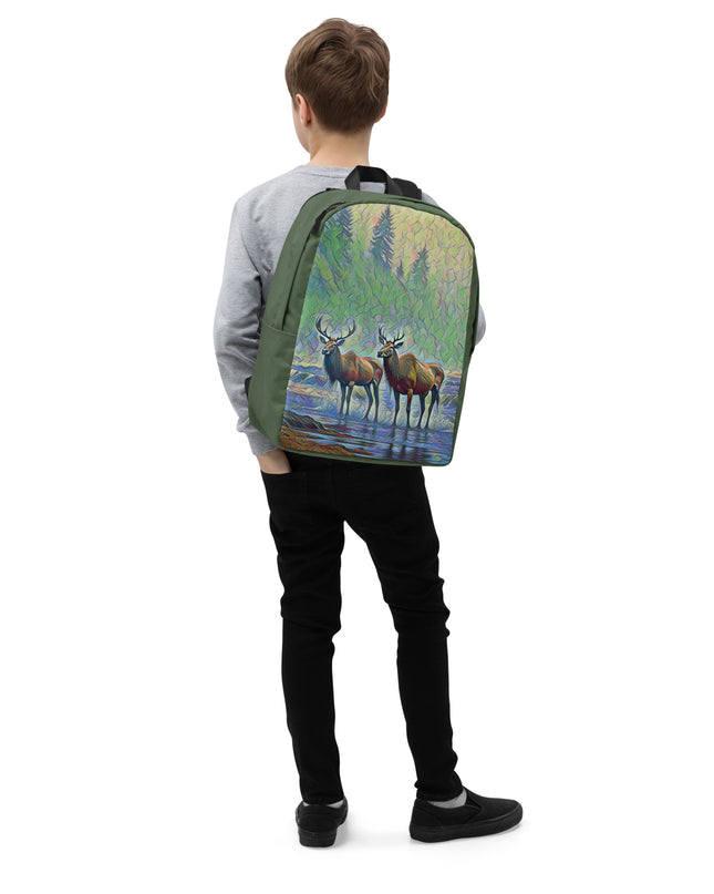 Two Elk on the Beach - Oregon - Digital Art - Minimalist Backpack