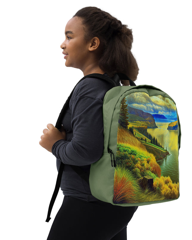 Columbia River Gorge - Digital Art - Minimalist Backpack