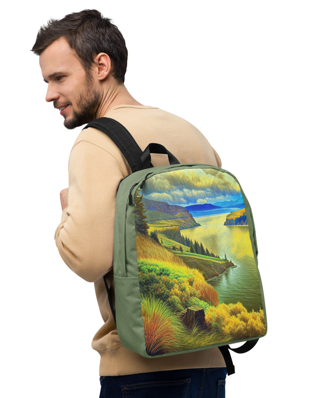 Columbia River Gorge - Digital Art - Minimalist Backpack