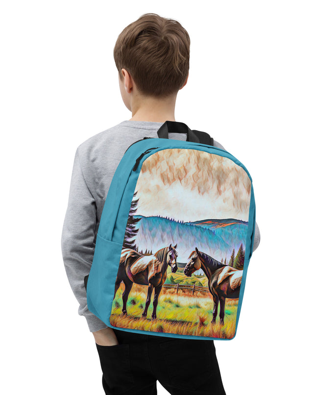 Central Oregon Horses - Digital Art - Minimalist Backpack