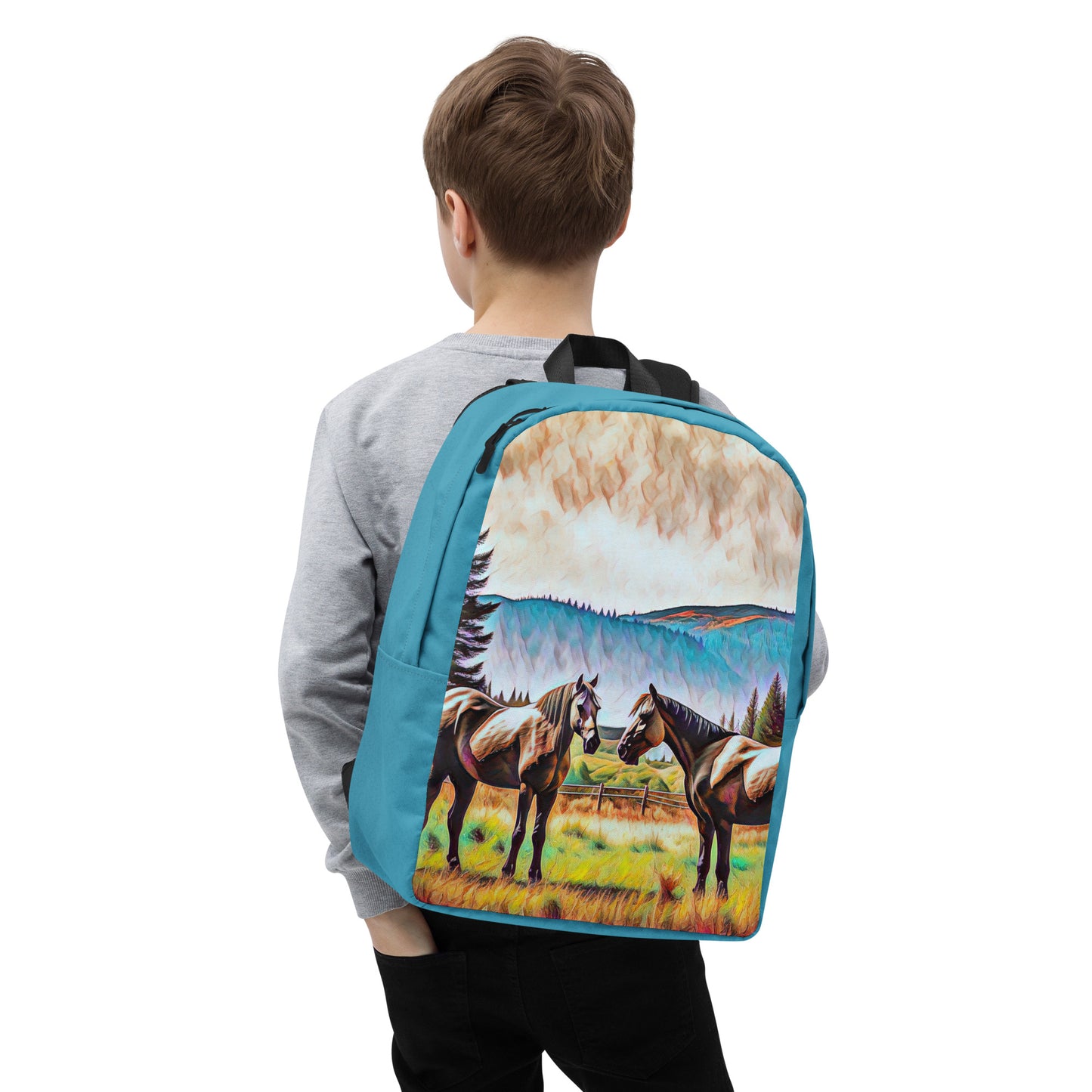 Central Oregon Horses - Digital Art - Minimalist Backpack